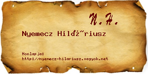 Nyemecz Hiláriusz névjegykártya